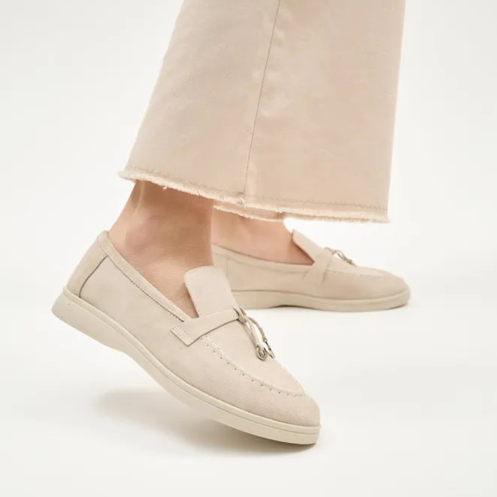 Жіночі лофери Loro Piana Summer Charms Walk, бежеві, замша - 206180 1098TZ-A 340-3041-11 C 6044