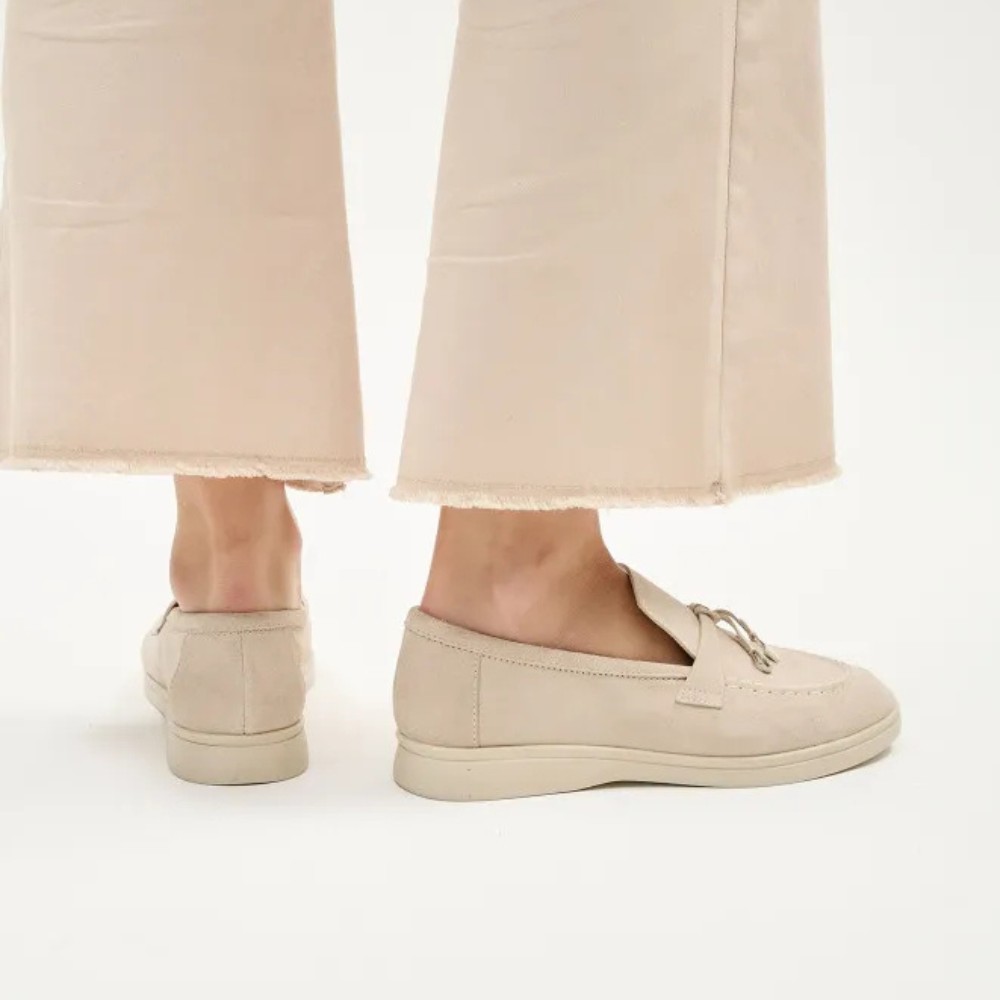 Жіночі лофери Loro Piana Summer Charms Walk, бежеві, замша - 206180 1098TZ-A 340-3041-11 C 6044