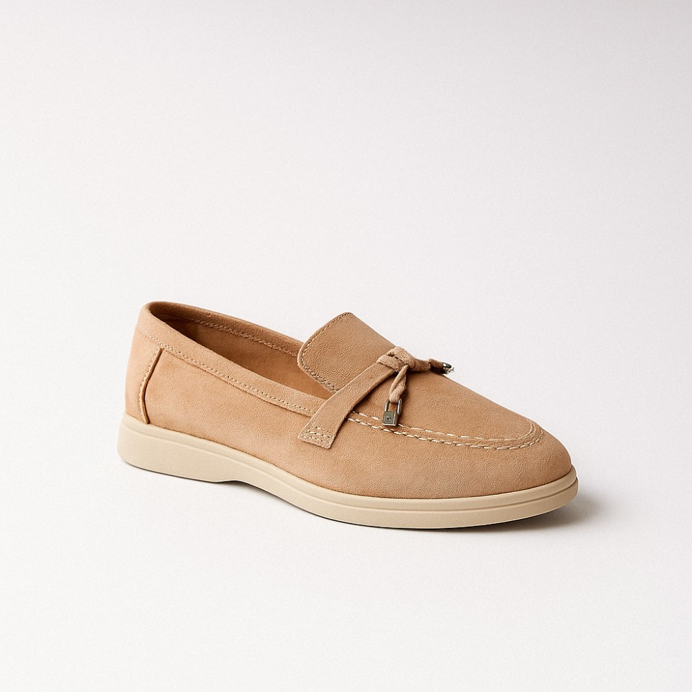 Жіночі лофери Loro Piana Summer Charms Walk, бежеві, замша - 206180 1098TZ-A 340-3041-11 C 6044