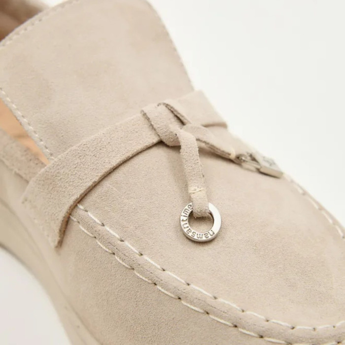 Бежевые замшевые лоферы Loro Piana Summer Charms Walk 206180 1098TZ-A 340-3041-32 C 6228
