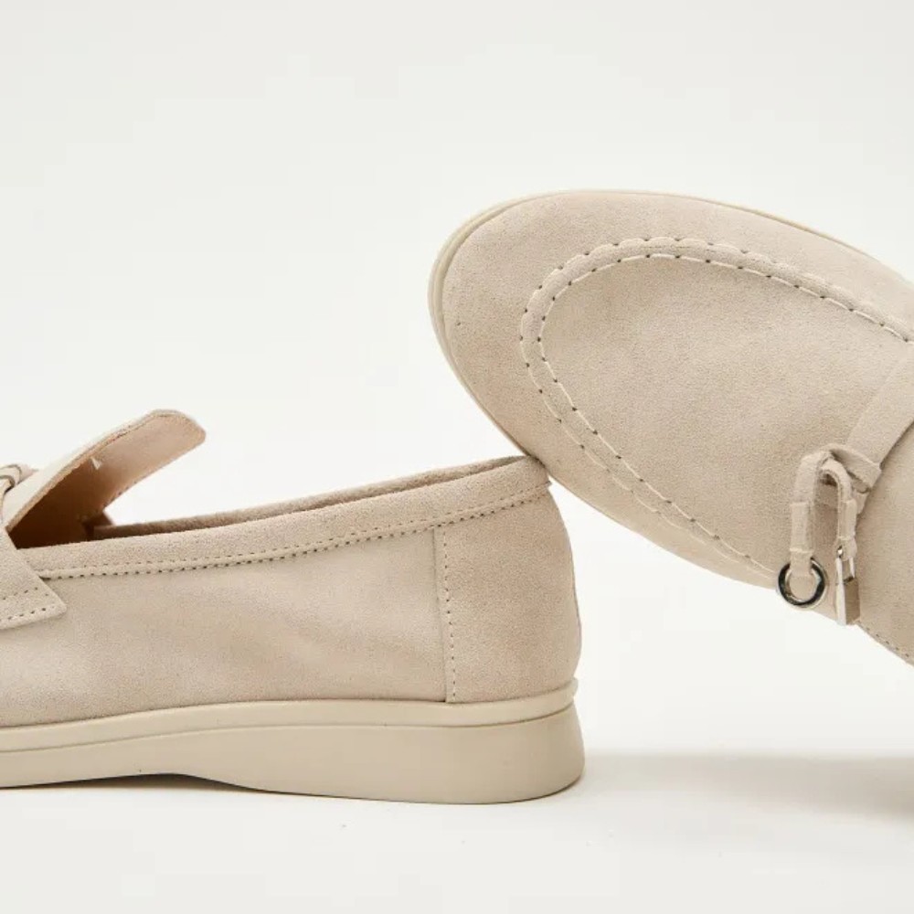 Жіночі лофери Loro Piana Summer Charms Walk, бежеві, замша - 206180 1098TZ-A 340-3041-11 C 6044