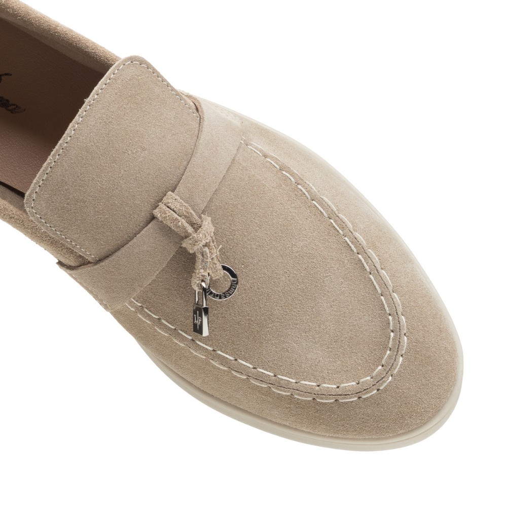 Жіночі лофери Loro Piana Summer Charms Walk, бежеві, замша - 206180 1098TZ-A 340-3041-11 C 6044