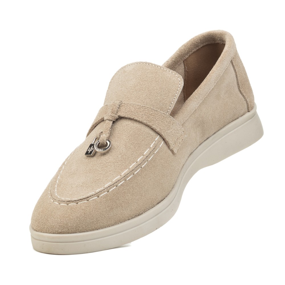 Жіночі лофери Loro Piana Summer Charms Walk, бежеві, замша - 206180 1098TZ-A 340-3041-11 C 6044