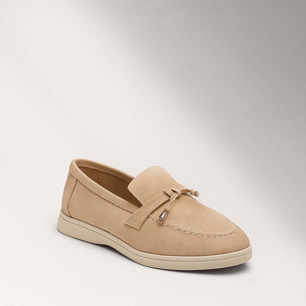 Жіночі лофери Loro Piana Summer Charms Walk, бежеві, замша - 206180 1098TZ-A 340-3041-11 C 6044