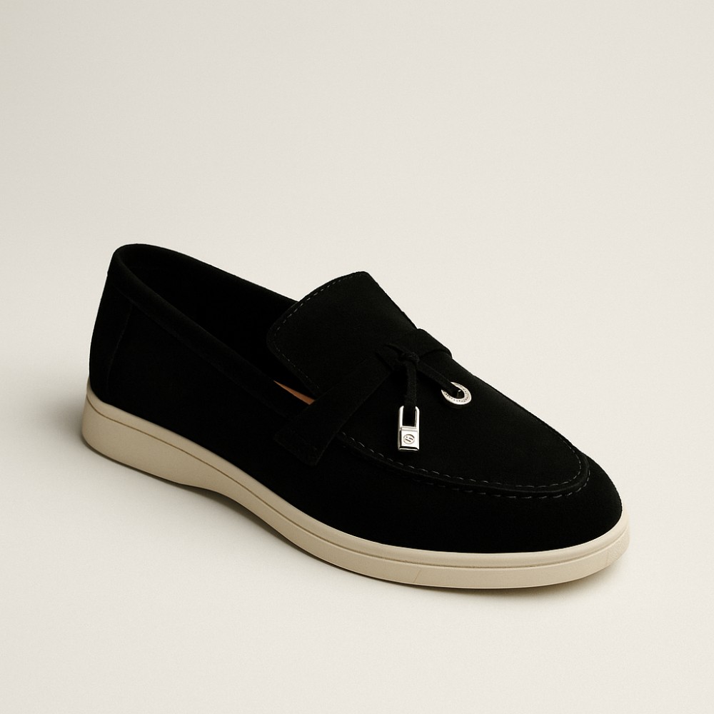 Жіночі замшеві лофери Loro Piana Summer Charms Walk, чорні - 206179 1098ТZ 340-3041 C 6045