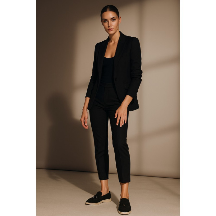 Женские замшевые лоферы Loro Piana Summer Charms Walk, чёрные - 206179 1098ТZ 340-3041 C 6045