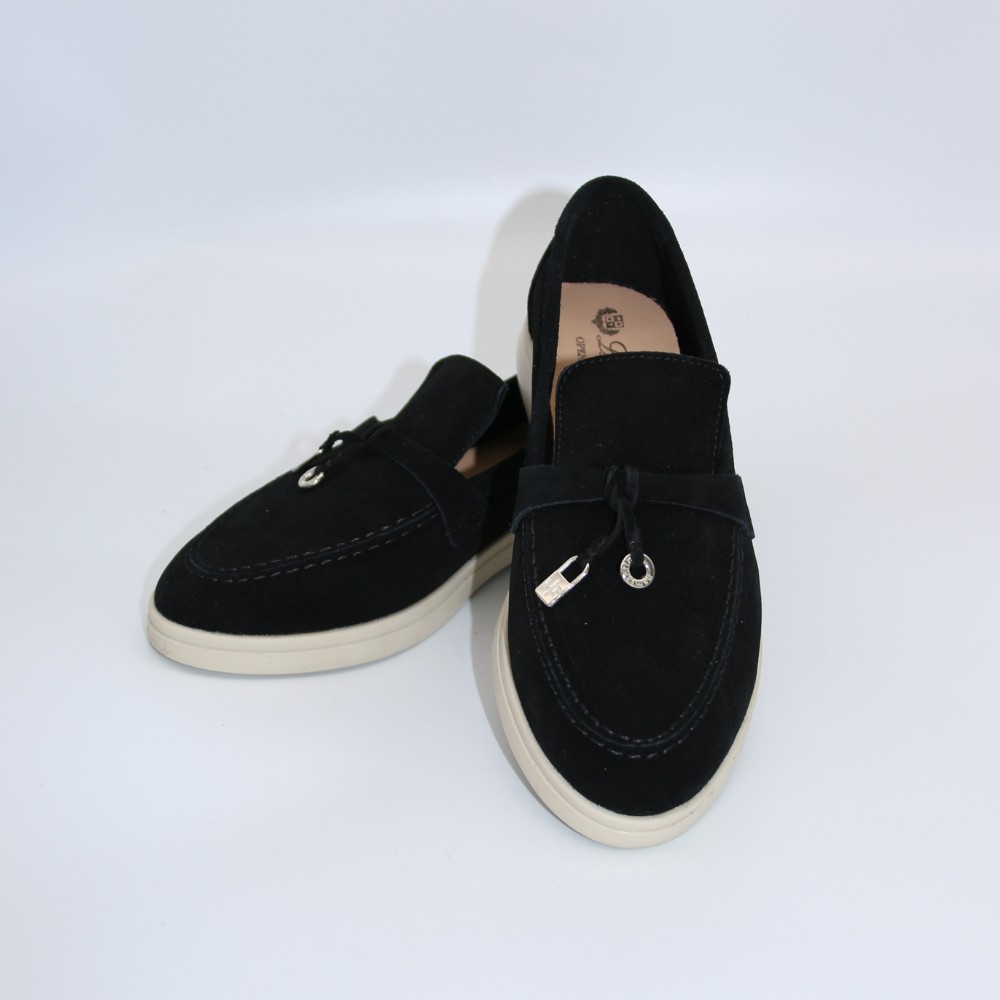 Жіночі замшеві лофери Loro Piana Summer Charms Walk, чорні - 206179 1098ТZ 340-3041 C 6045