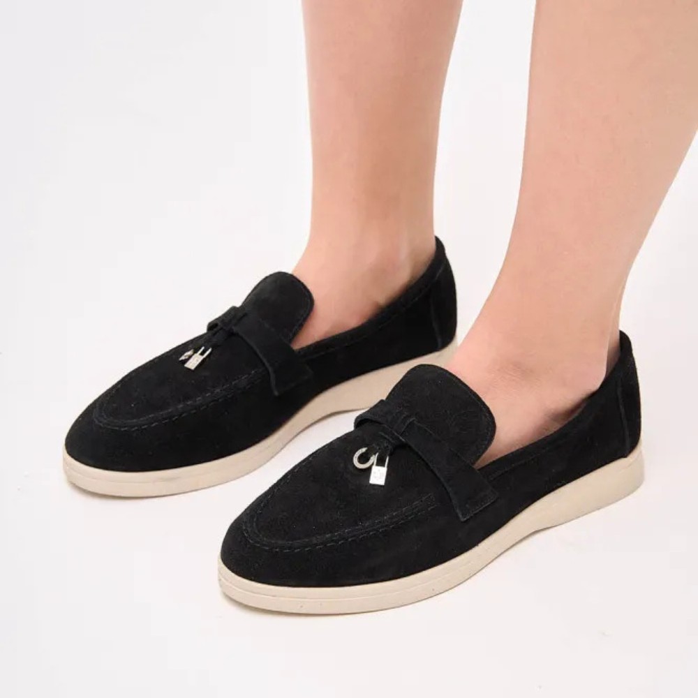 Жіночі замшеві лофери Loro Piana Summer Charms Walk, чорні - 206179 1098ТZ 340-3041 C 6045