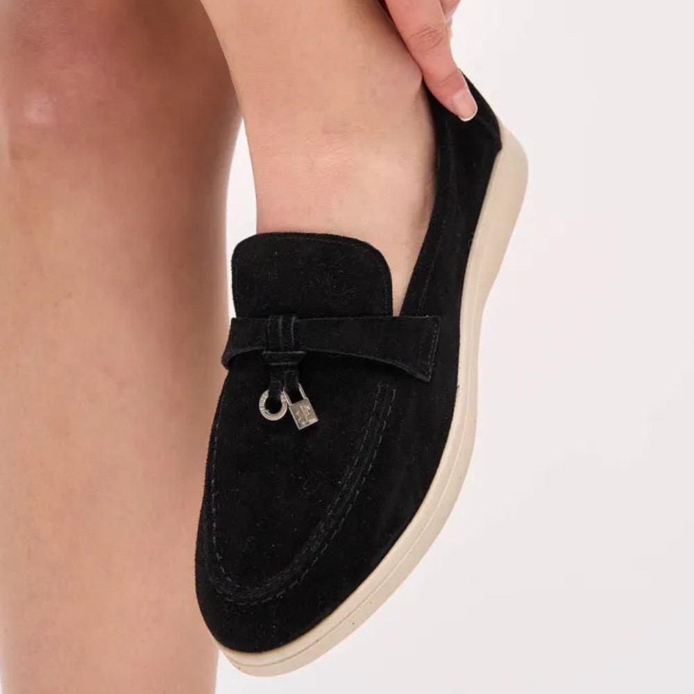 Жіночі замшеві лофери Loro Piana Summer Charms Walk, чорні - 206179 1098ТZ 340-3041 C 6045