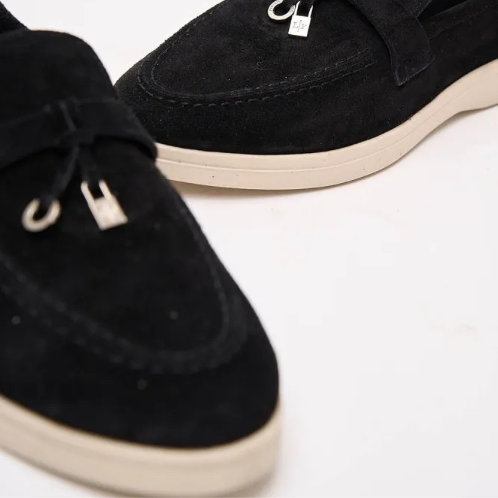 Жіночі замшеві лофери Loro Piana Summer Charms Walk, чорні - 206179 1098ТZ 340-3041 C 6045