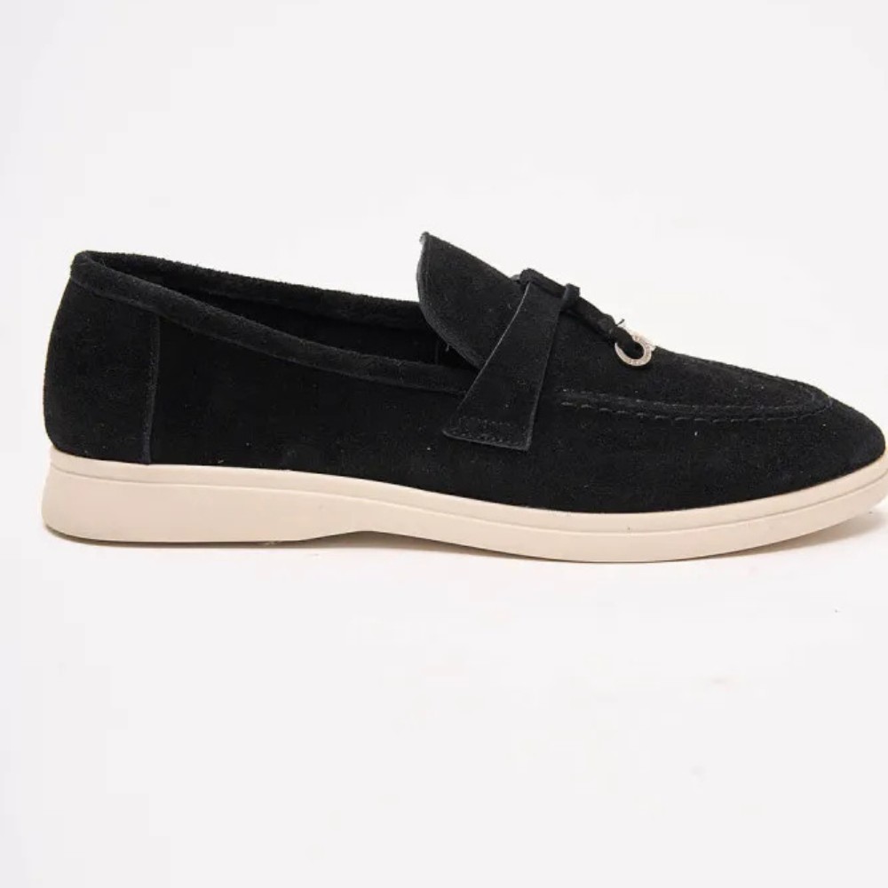 Жіночі замшеві лофери Loro Piana Summer Charms Walk, чорні - 206179 1098ТZ 340-3041 C 6045