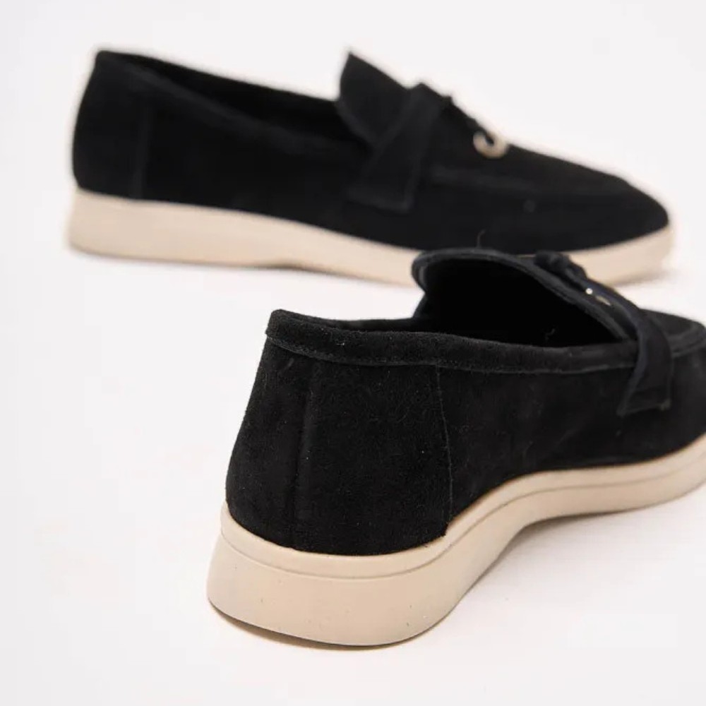 Жіночі замшеві лофери Loro Piana Summer Charms Walk, чорні - 206179 1098ТZ 340-3041 C 6045