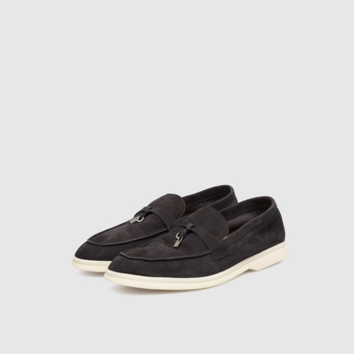 Женские замшевые лоферы Loro Piana Summer Charms Walk, чёрные - 206179 1098ТZ 340-3041 C 6045