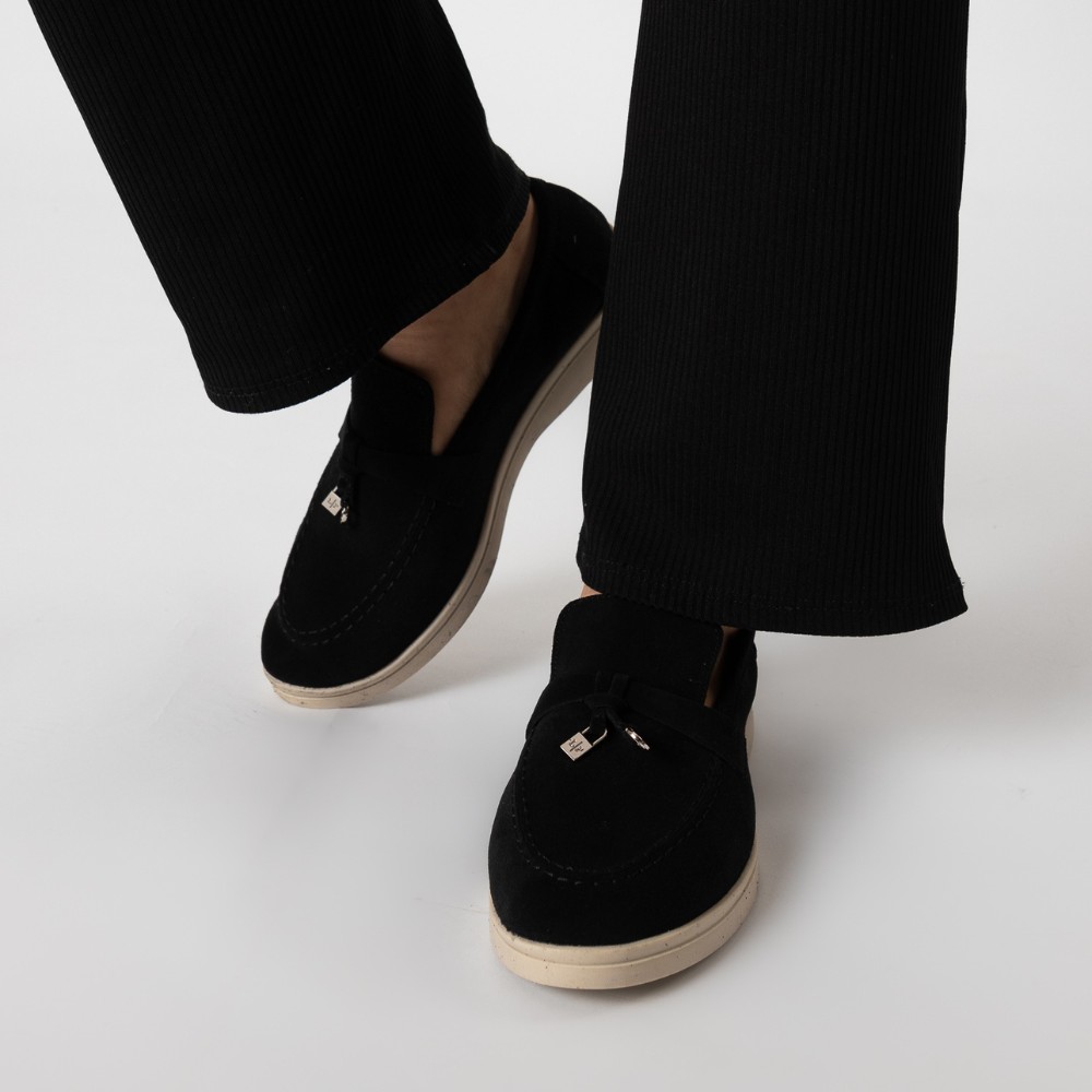 Жіночі замшеві лофери Loro Piana Summer Charms Walk, чорні - 206179 1098ТZ 340-3041 C 6045