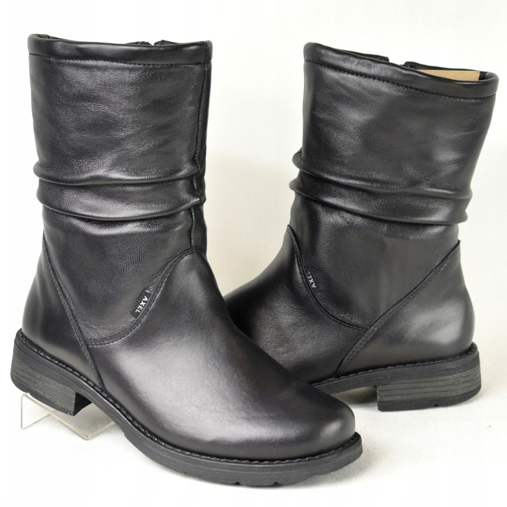 Жіночі зимові черевики AXEL (Польща) 4470 CZARNY 6046: натуральна шкіра, вовняне утеплення