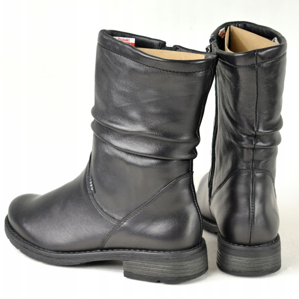 Жіночі зимові черевики AXEL (Польща) 4470 CZARNY 6046: натуральна шкіра, вовняне утеплення