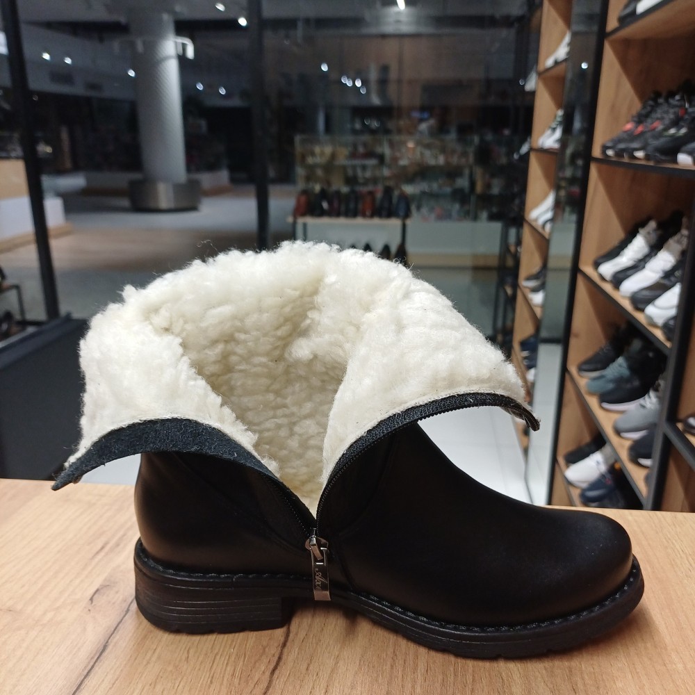 Жіночі зимові черевики AXEL (Польща) 4470 CZARNY 6046: натуральна шкіра, вовняне утеплення