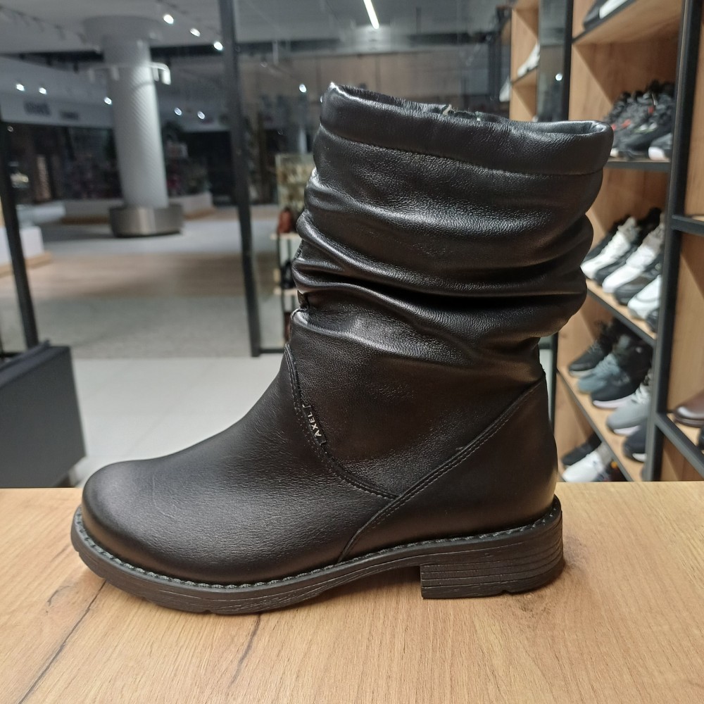 Жіночі зимові черевики AXEL (Польща) 4470 CZARNY 6046: натуральна шкіра, вовняне утеплення