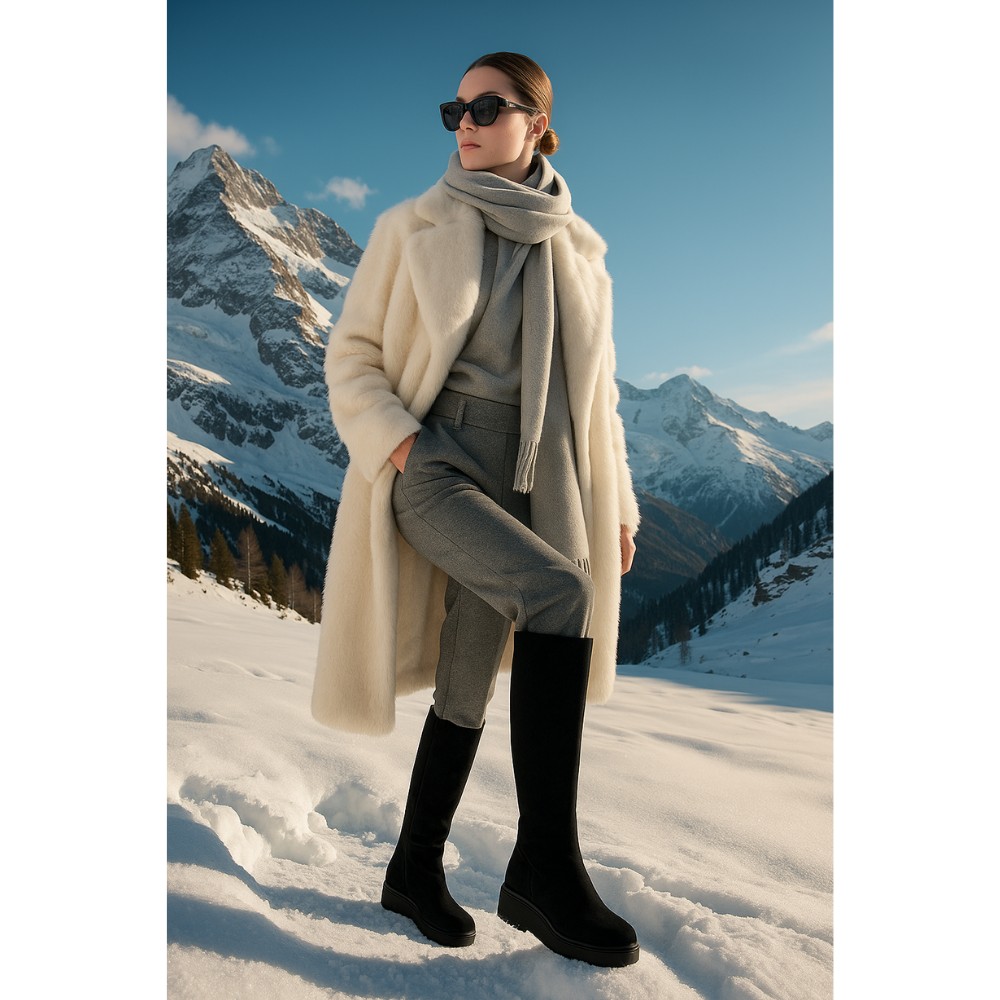 Замшеві ботфорти Anna Lucci 203257 MX1088-3 BLACK 6047 на платформі, утеплення єврозима