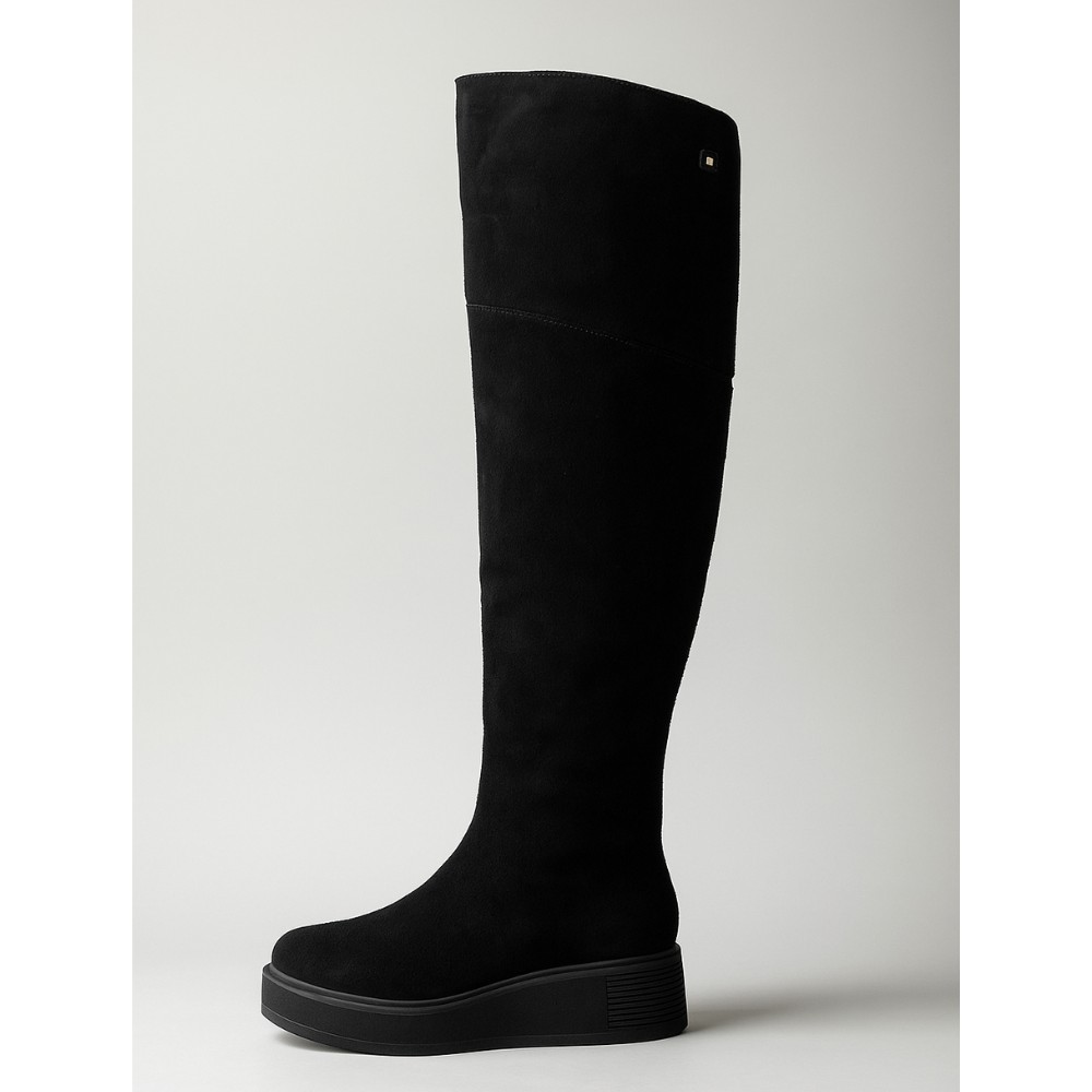 Замшеві ботфорти Anna Lucci 203257 MX1088-3 BLACK 6047 на платформі, утеплення єврозима