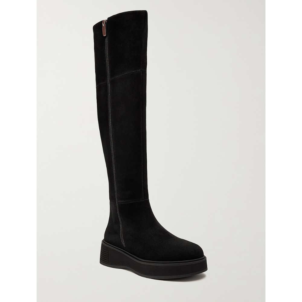 Замшеві ботфорти Anna Lucci 203257 MX1088-3 BLACK 6047 на платформі, утеплення єврозима