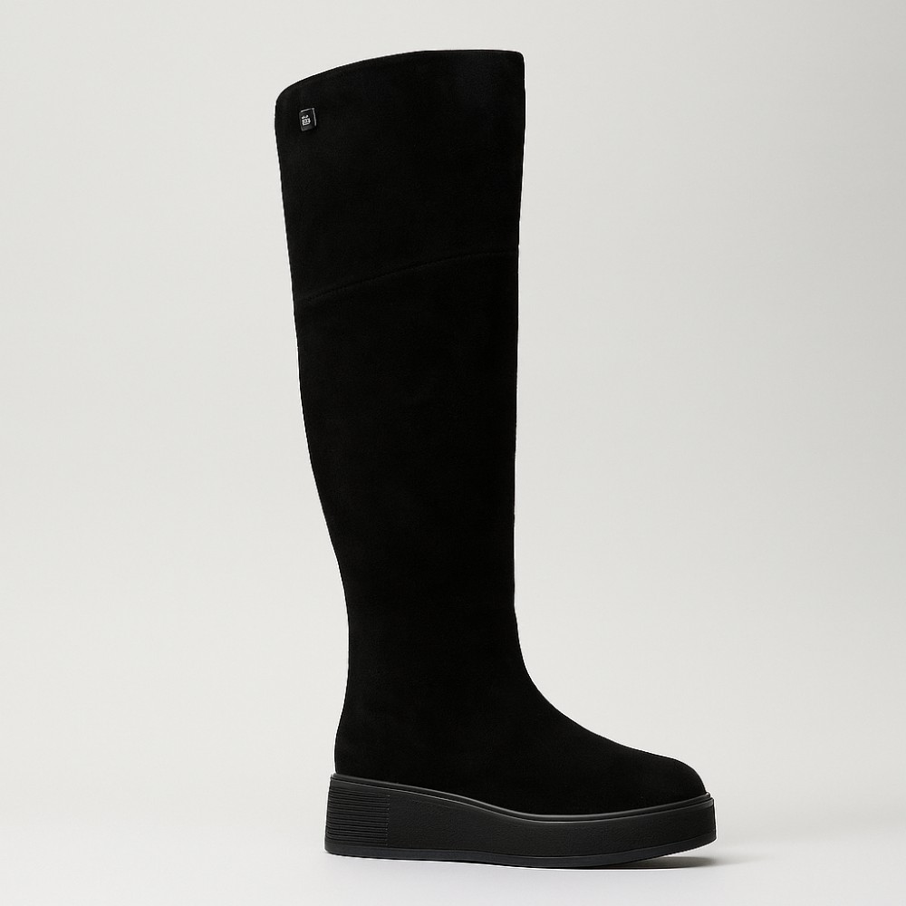 Замшеві ботфорти Anna Lucci 203257 MX1088-3 BLACK 6047 на платформі, утеплення єврозима