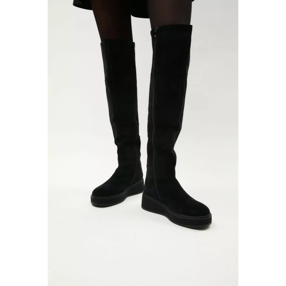 Замшеві ботфорти Anna Lucci 203257 MX1088-3 BLACK 6047 на платформі, утеплення єврозима