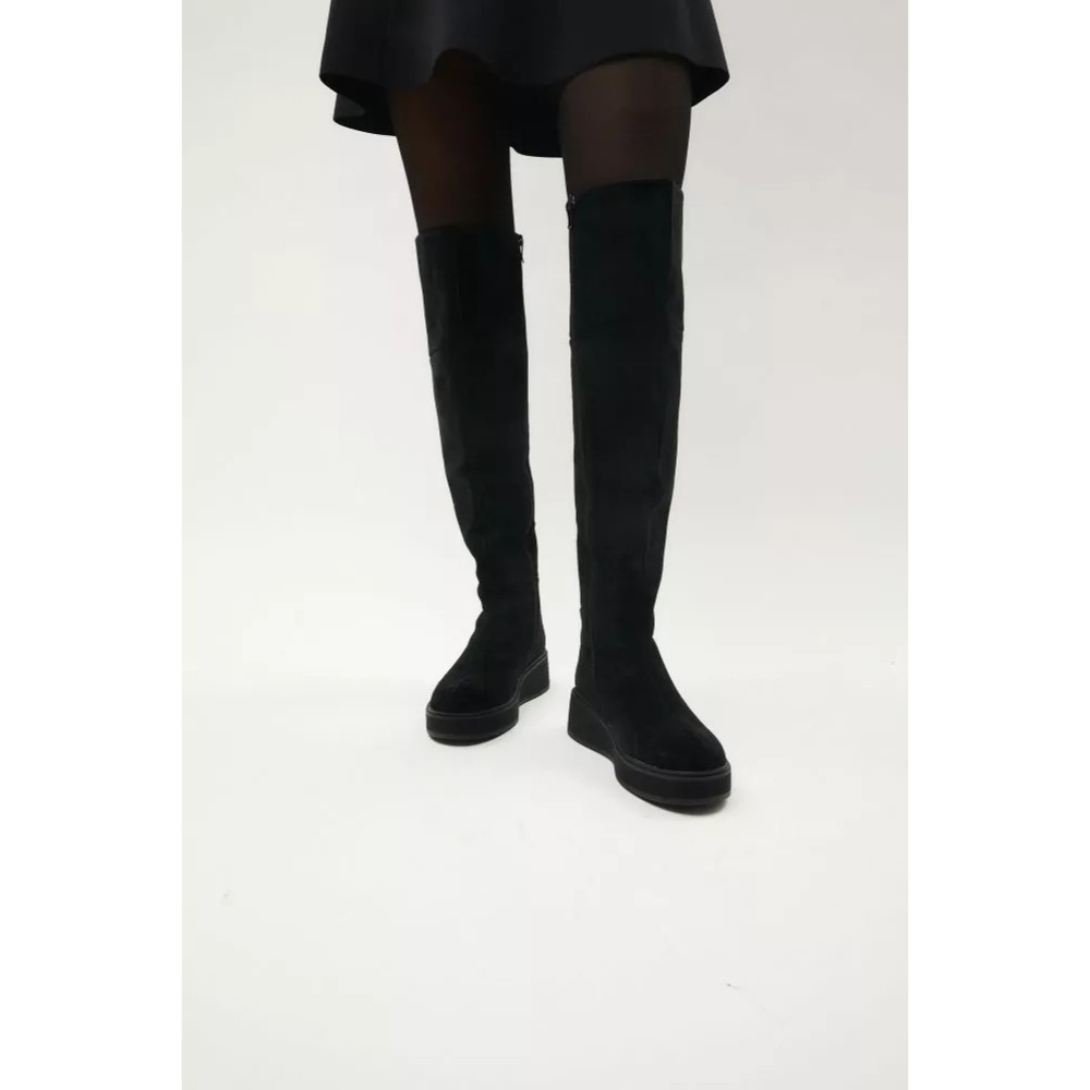 Замшеві ботфорти Anna Lucci 203257 MX1088-3 BLACK 6047 на платформі, утеплення єврозима