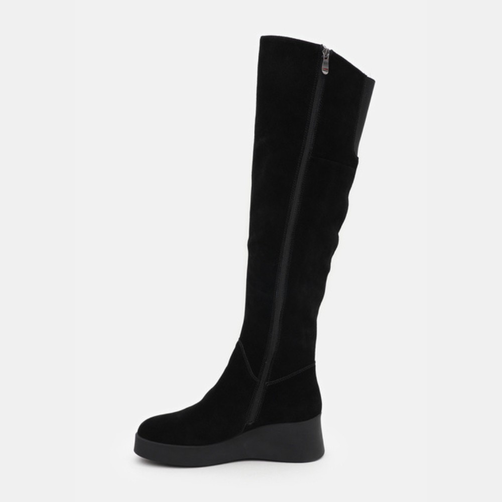 Замшеві ботфорти Anna Lucci 203257 MX1088-3 BLACK 6047 на платформі, утеплення єврозима