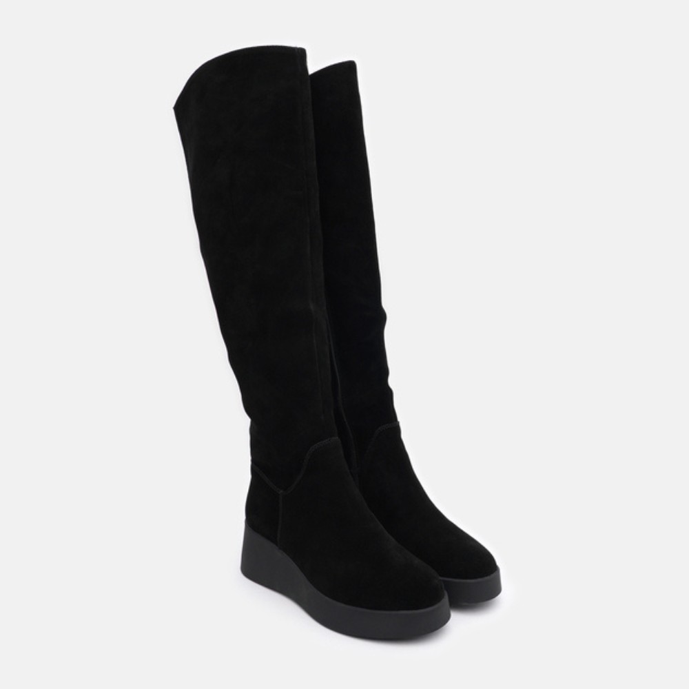 Замшеві ботфорти Anna Lucci 203257 MX1088-3 BLACK 6047 на платформі, утеплення єврозима