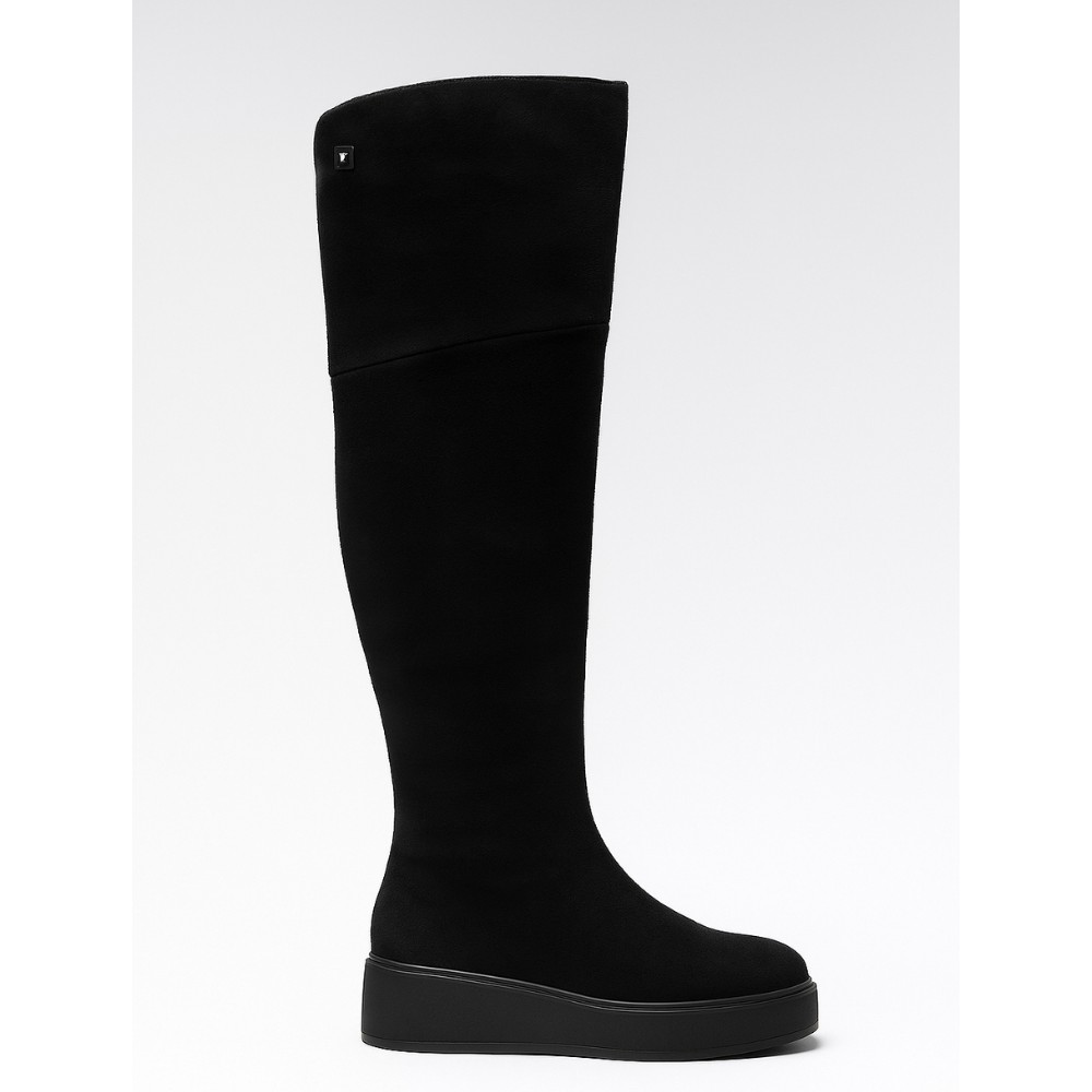 Замшеві ботфорти Anna Lucci 203257 MX1088-3 BLACK 6047 на платформі, утеплення єврозима