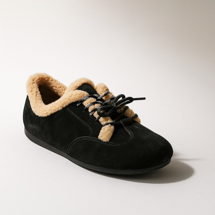 Женские зимние чёрные кеды Anna Lucci 205040 202454 205152 jnm556a black 6048 с мехом,