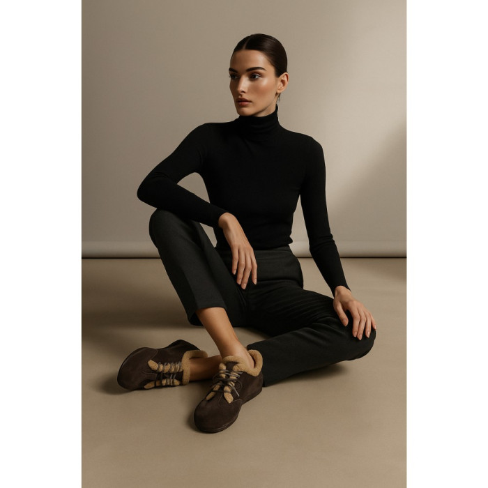 Женские зимние кеды с мехом Anna Lucci 205041 202452 205153 JNM556B khaki 6049