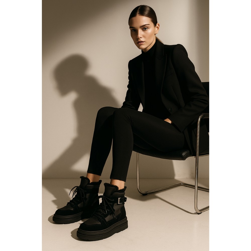 Жіночі зимові черевики Allsy Lonza 204424, 269008-1 black 6050 з вовняним утеплювачем