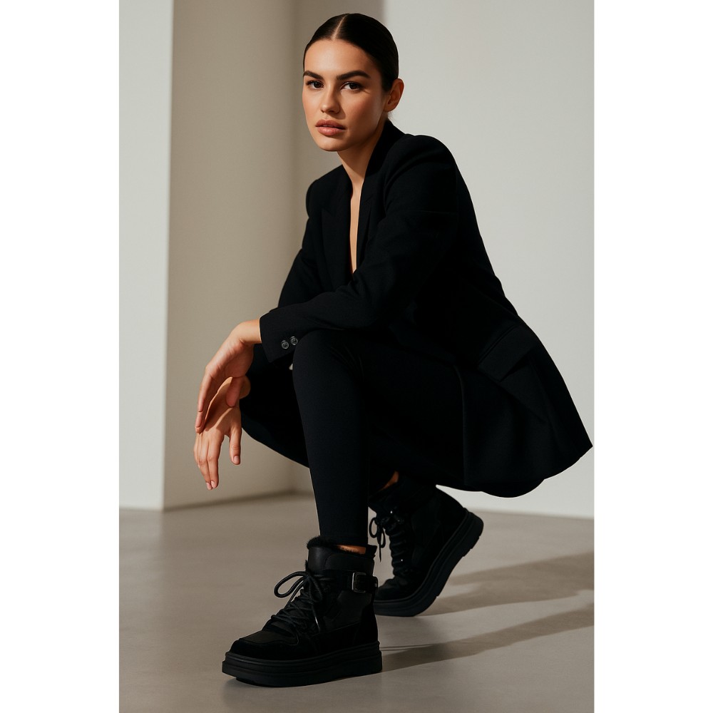 Жіночі зимові черевики Allsy Lonza 204424, 269008-1 black 6050 з вовняним утеплювачем