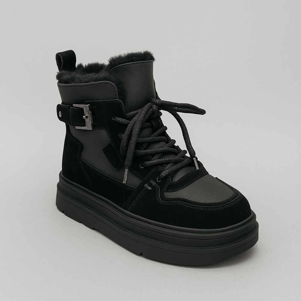 Жіночі зимові черевики Allsy Lonza 204424, 269008-1 black 6050 з вовняним утеплювачем