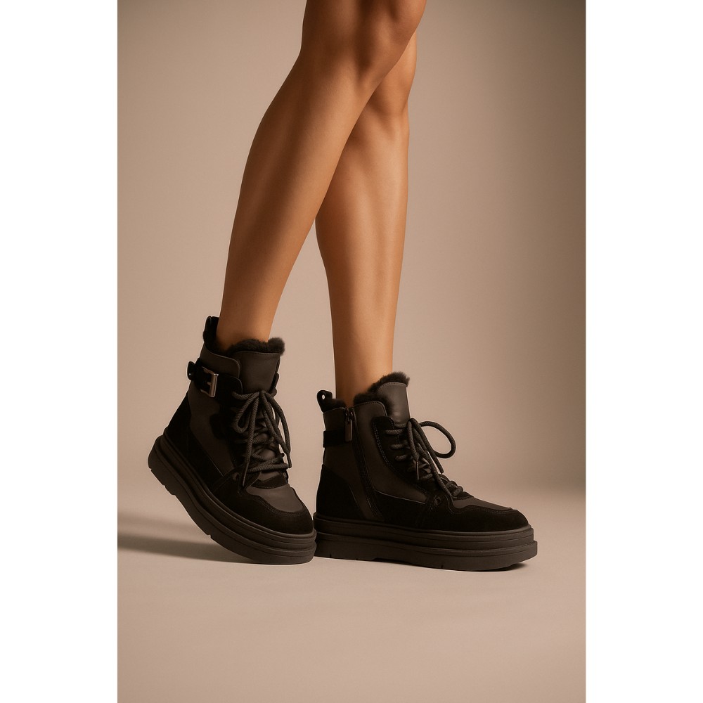 Жіночі зимові черевики Allsy Lonza 204424, 269008-1 black 6050 з вовняним утеплювачем