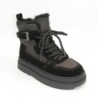 Женские зимние ботинки Allsy Lonza 204424, 204902 202686 269008-1 black 6050 черные с утеплением из натуральной шерсти