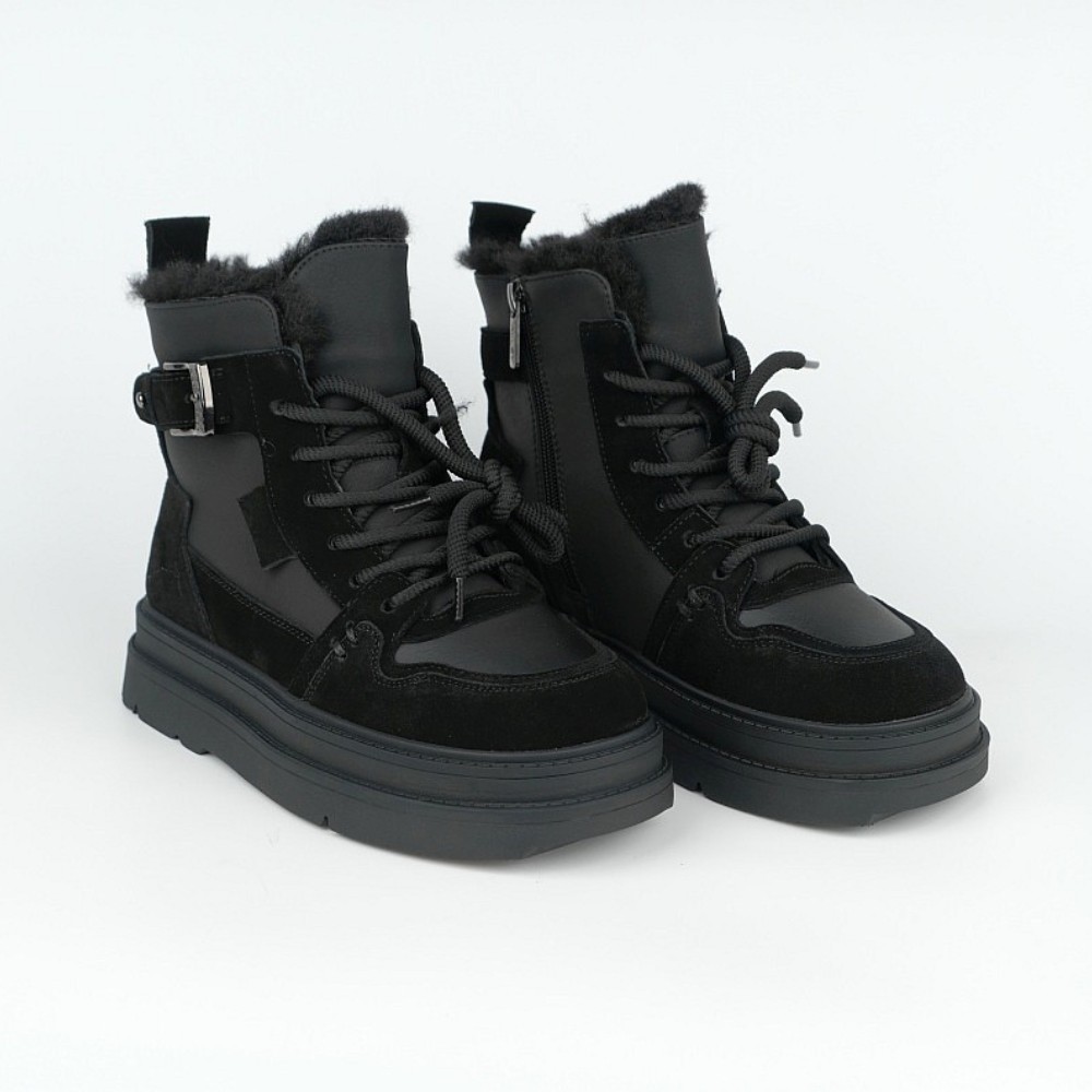 Жіночі зимові черевики Allsy Lonza 204424, 204902 269008-1 black 6050 з вовняним утеплювачем