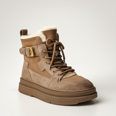Женские зимние ботинки Allsy Lonza 204903 204720 202687 269008-3 khaki 6051 бежевые с шерстяным утеплителем