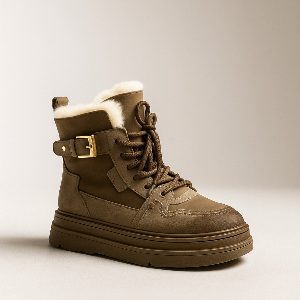 Жіночі зимові черевики Allsy Lonza 204720 202687 269008-3 khaki 6051 - бежеві, вовняний утеплювач