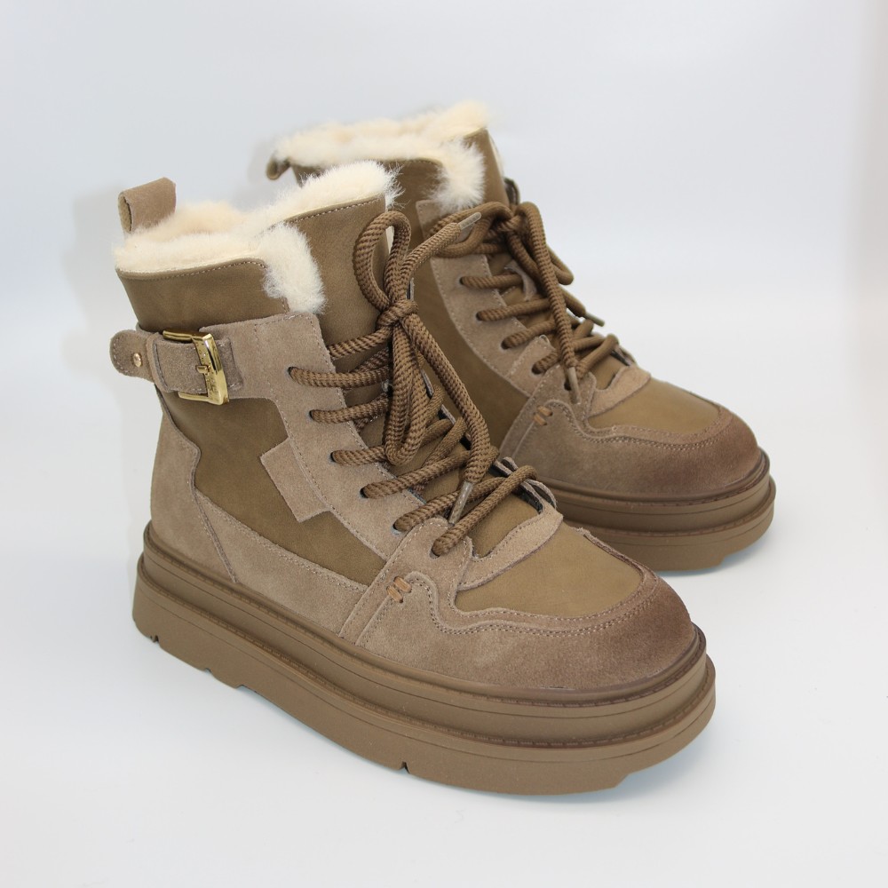 Жіночі зимові черевики Allsy Lonza 204720 202687 269008-3 khaki 6051 - бежеві, вовняний утеплювач