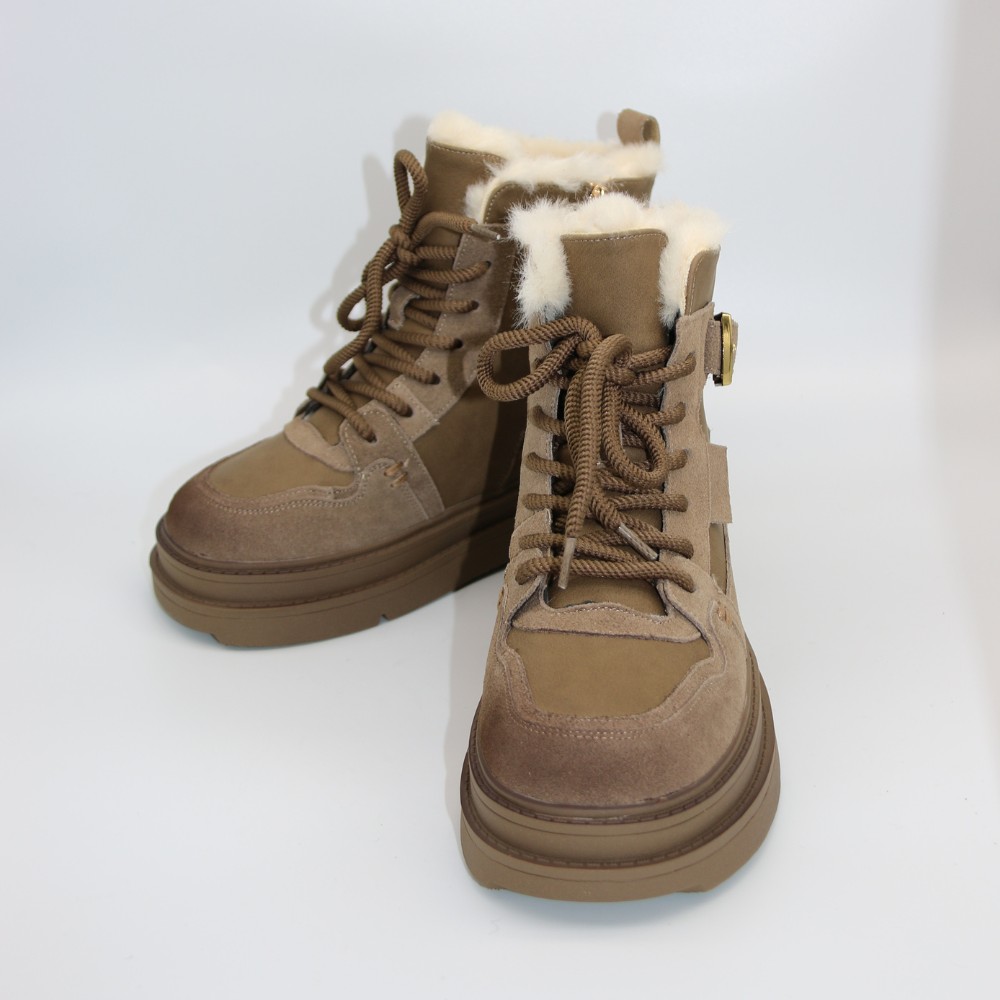 Жіночі зимові черевики Allsy Lonza 204720 202687 269008-3 khaki 6051 - бежеві, вовняний утеплювач