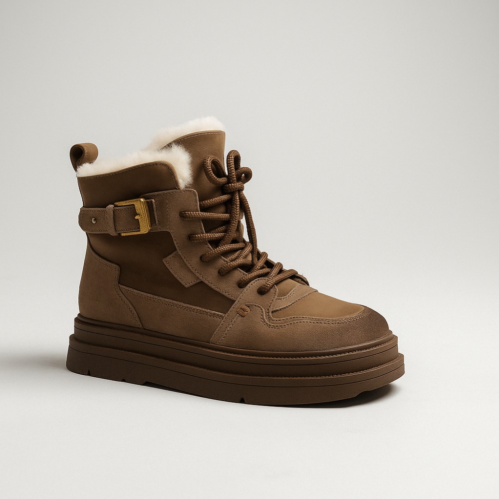 Жіночі зимові черевики Allsy Lonza 204720 202687 269008-3 khaki 6051 - бежеві, вовняний утеплювач