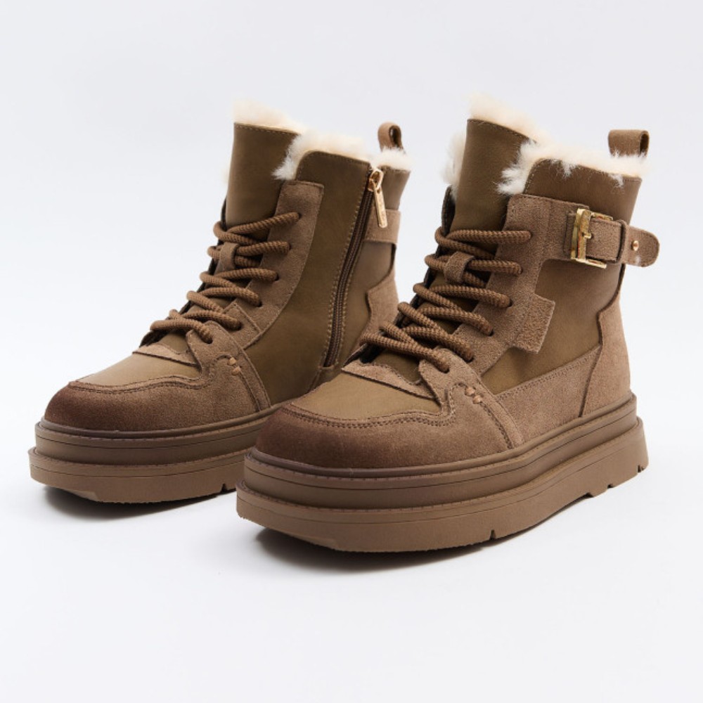 Женские зимние ботинки Allsy Lonza 204903 204720 202687 269008-3 khaki 6051 — бежевые, шерстяной утеплитель