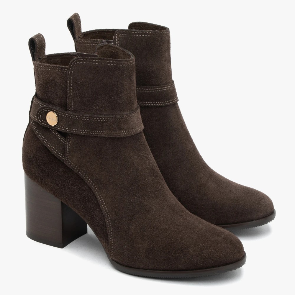 Rylko women’s brown suede boots with stable heel G7VL4 6TJF 6058