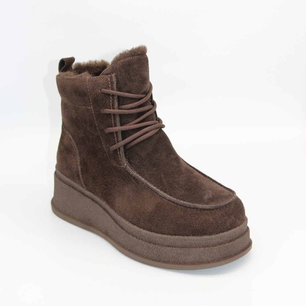 Жіночі зимові черевики Allsy Lonza, коричневі BROWN 6060 - натуральна шкіра та хутро