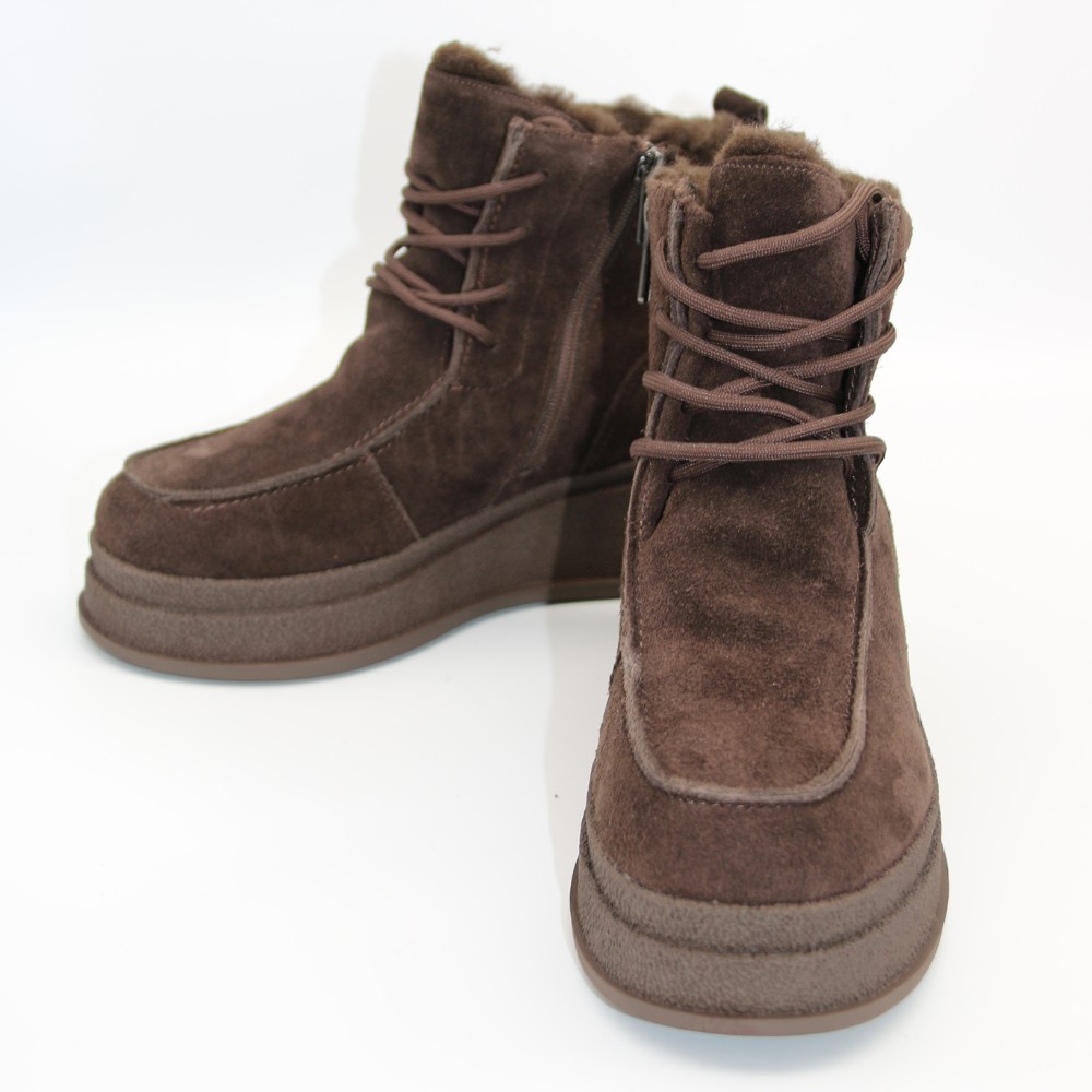 Жіночі зимові черевики Allsy Lonza, коричневі BROWN 6060 - натуральна шкіра та хутро