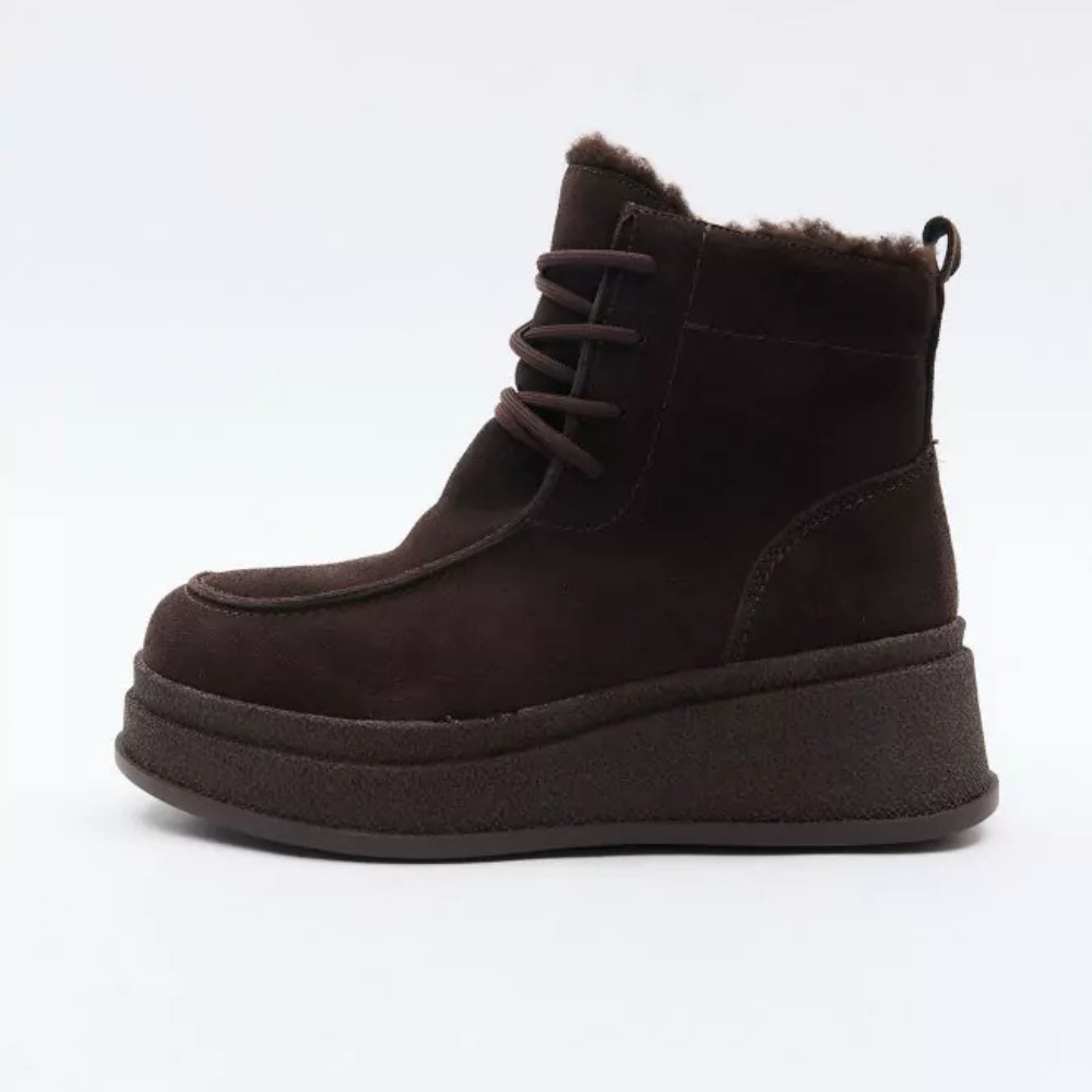 Жіночі зимові черевики Allsy Lonza, коричневі BROWN 6060 - натуральна шкіра та хутро