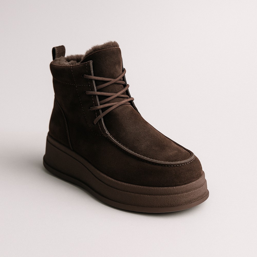 Жіночі зимові черевики Allsy Lonza, коричневі BROWN 6060 - натуральна шкіра та хутро